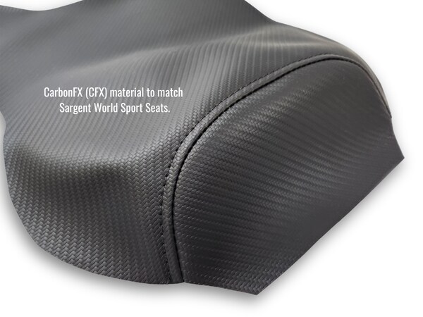 Close-up image to see the detail of the CFX material which matches Sargent's World Sport aftermarket motorcycle seats for the BMW R 1300 GS.